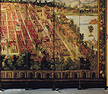 Folding screen portraying the conquest of Mexico and a view of Mexico City