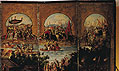 Folding screen portraying the conquest of Mexico and a view of Mexico City